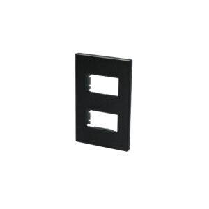 P602N Placa 2 módulos 1/3, línea Premium, color negro Surtek