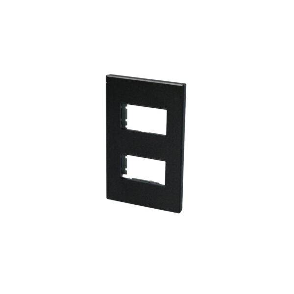 P602N Placa 2 módulos 1/3, línea Premium, color negro Surtek