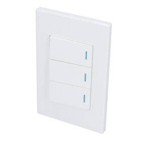 P623B Placa 3 Interruptor 1/3, línea Premium, color blanco Surtek