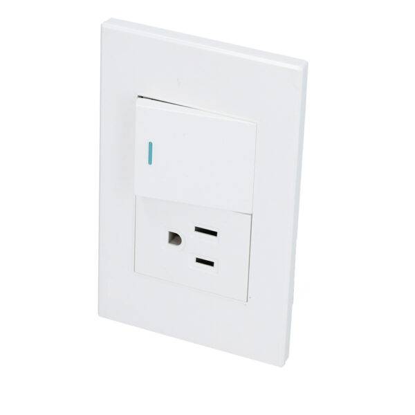 P624B Placa 1 Interruptor 1 contacto 1/2, línea Premium, color blanco Surtek