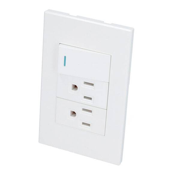 Placa 1 Interruptor 2 contactos 1/3, línea Premium, color blanco Surtek