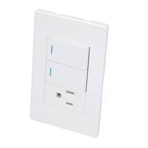 P626B Placa 2 Interruptor 1 contacto 1/3, línea Premium, color blanco Surtek
