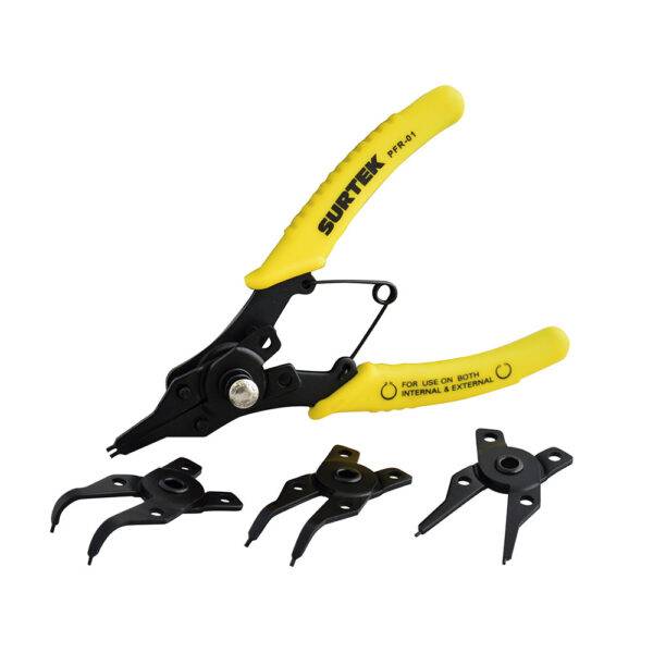PFR01 Pinza para anillos de retención con cabeza intercambiable, 5 piezas Surtek