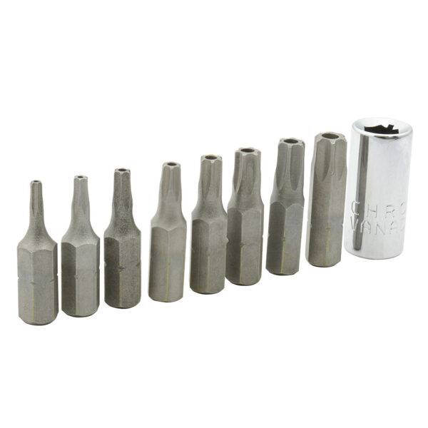 PFT9 Juego de puntas torx de seguridad hexágono de 1/4", 9 piezas en blíster Surtek