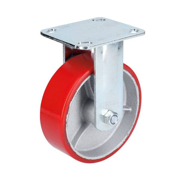RP15F Rodaja de fierro con poliuretano rojo fija 6" Surtek