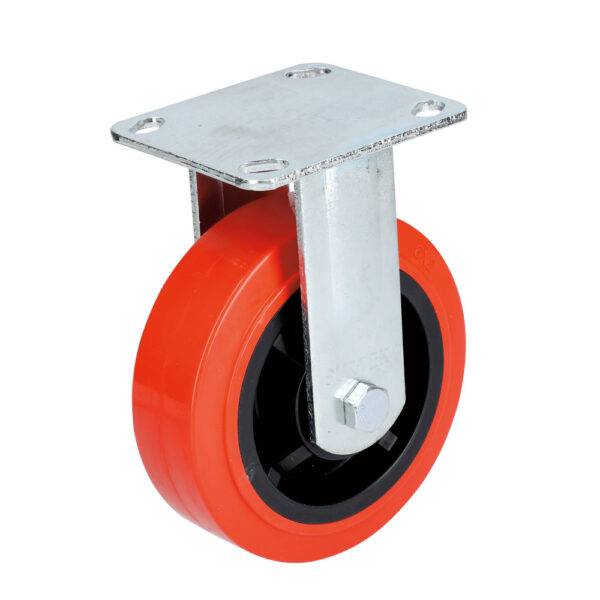 RR10F Rodaja de poliuretano rojo fija 4" Surtek