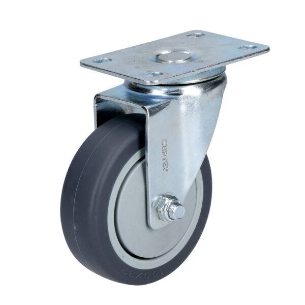 RT7G Rodaja de TPR gris giratoria 3" Surtek