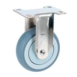 RTI10F Rodaja de TPR gris con herrajes de acero inoxidable fija 4" Surtek