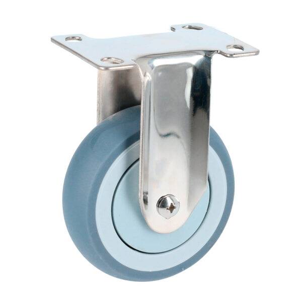 RTI10F Rodaja de TPR gris con herrajes de acero inoxidable fija 4" Surtek