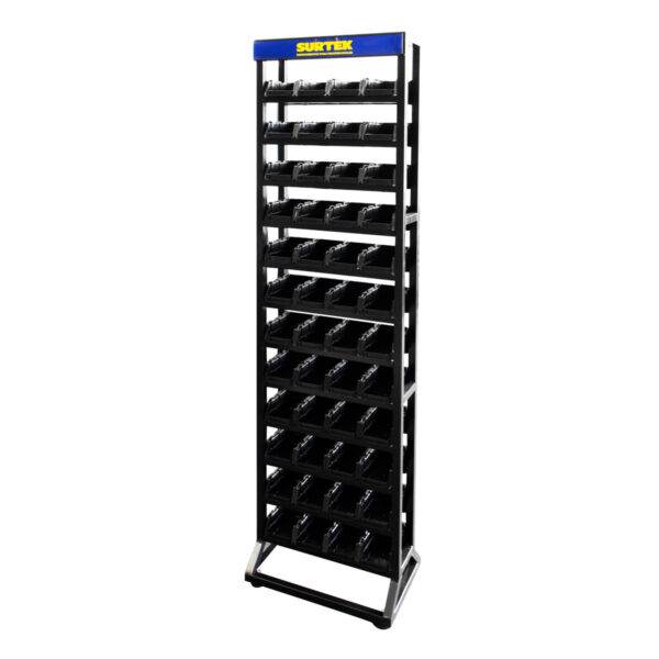 Rack de piso para tornillos, 48 gavetas plásticas Surtek