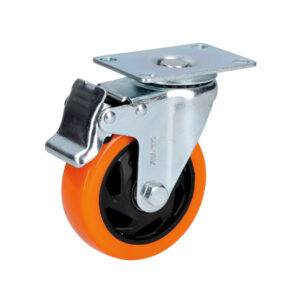 RV5B Rodaja de PVC naranja giratoria con freno 2" Surtek