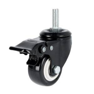 RVNE7B Rodaja de PVC negro con espiga roscada con freno 3" Surtek