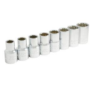 Juego de dados cuadro de 1/2", 12 puntas, métricos, 8 piezas Surtek