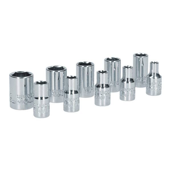 S05S Juego de dados cuadro de 1/4", 6 puntas, en pulgadas, 10 piezas Surtek