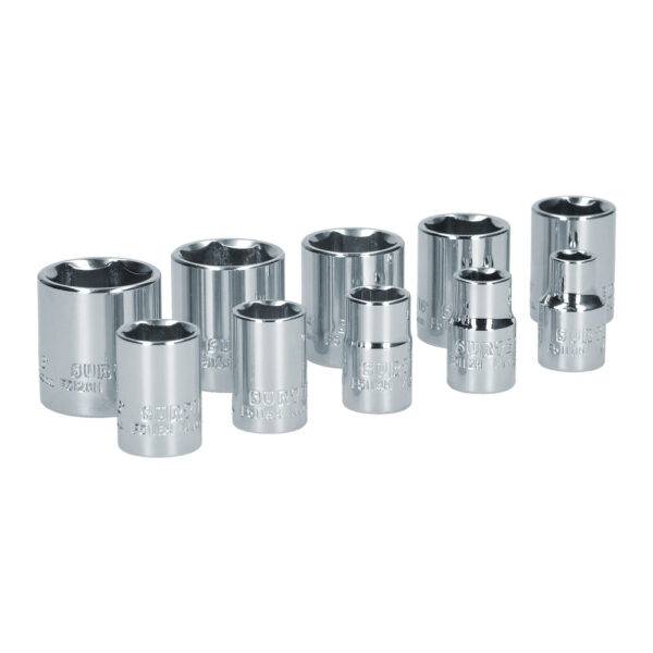 S06S Juego de dados cuadro de 3/8", 6 puntas, en pulgadas, 10 piezas Surtek