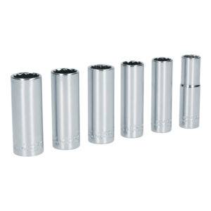 Juego de dados largos cuadro de 1/2" 12 puntas, en pulgadas, 6 piezas Surtek