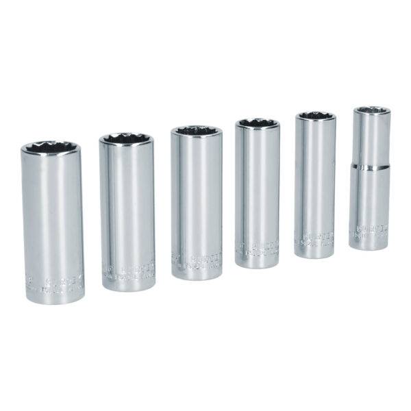 S11S Juego de dados largos cuadro de 1/2" 12 puntas, en pulgadas, 6 piezas Surtek