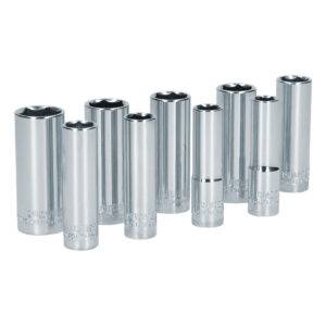 S12M Juego de dados largos cuadro de 3/8", 6 puntas, métricos, 9 piezas Surtek