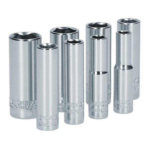 S13S Juego de dados largos cuadro de 1/4", 6 puntas, en pulgadas, 8 piezas Surtek