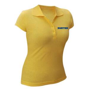 SPODAC Playera tipo polo para dama color amarillo talla CH Surtek