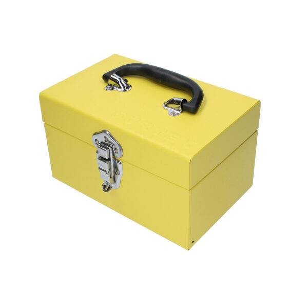 TB09 Caja portaherramientas metálica color amarillo 9" x 5" x 6" Surtek