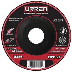 Disco abrasivo tipo 27 para metal 4-1/2" x 1/4" Urrea