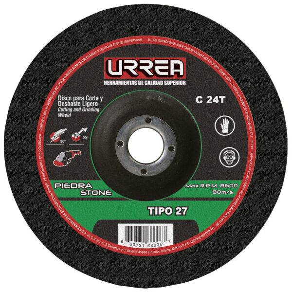 Disco abrasivo tipo 27 para piedra 9" x 1/8" Urrea