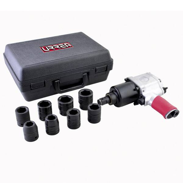 UP772HK Juego de pistola de impacto neumática cuadro de 3/4" y accesorios en pulgadas, 10 piezas Urrea