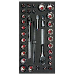 ch104 Juego de dados cortos y accesorios cuadro de 3/8" combinados 34 piezas, CH104-C Urrea