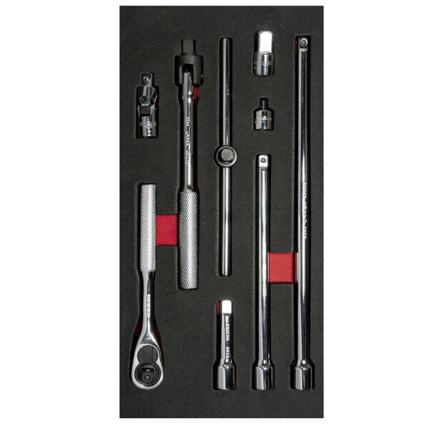 Juego de accesorios cuadro de 3/8" 9 piezas, CH105-C Urrea