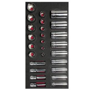 ch106 Juego de dados cortos y largos cuadro de 3/8" en pulgadas 26 piezas, CH106-C Urrea