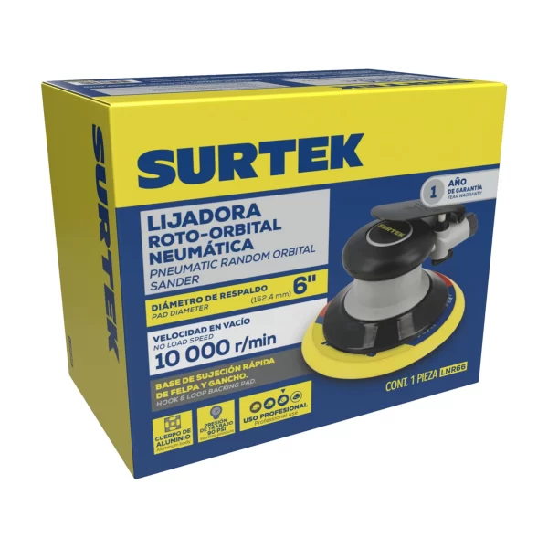 LNR66_e Lijadora neumática rotativa 6" 10,000 RPM, eje de 3/16" Surtek