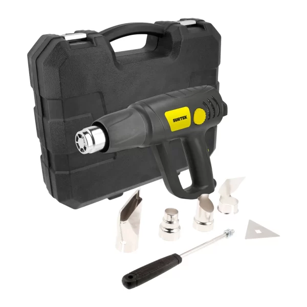 PC615_01 Pistola de calor enfriamiento rápido 1500 W, 50° C a 600°C, 120 V, 6 acc, maletin Surtek