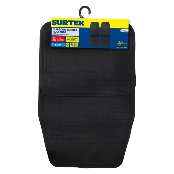 TA4N_e Juego de tapetes para auto, 4 piezas, color negro Surtek