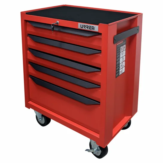IN27M5_02 Gabinete móvil con 5 gavetas color rojo y negro 27" serie IN Urrea